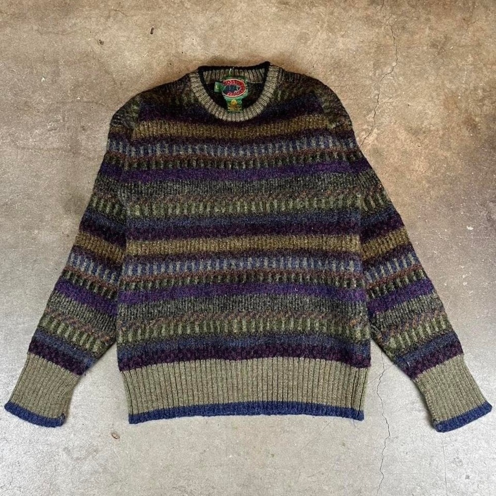 Vintage 90s wool Boston Traders multicoloured striped‎ sweater Women's Size XS